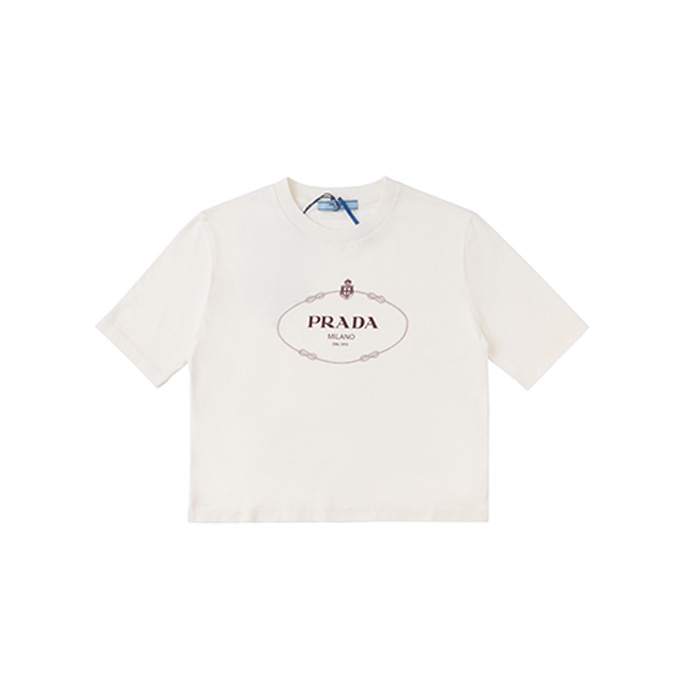 9a+ quality prada logo print cropped t-shirt